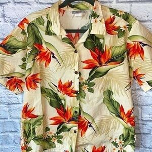 Pacific Legend Hawaiian Floral Mens Top Tropical Casual Button Down Collar Shirt